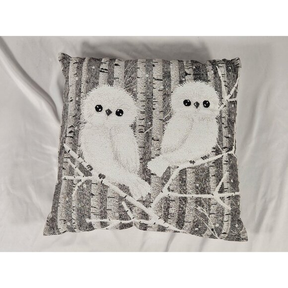 Holiday Time Baby White Owl Pillow w Metalic Accents 16 x 16 - Picture 1 of 3